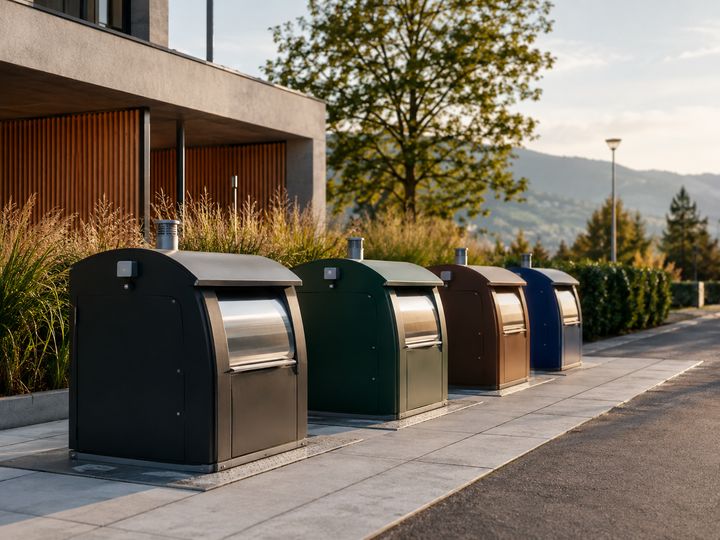 Illustration de conteneurs de collecte dont le remplissage est suivi à distance