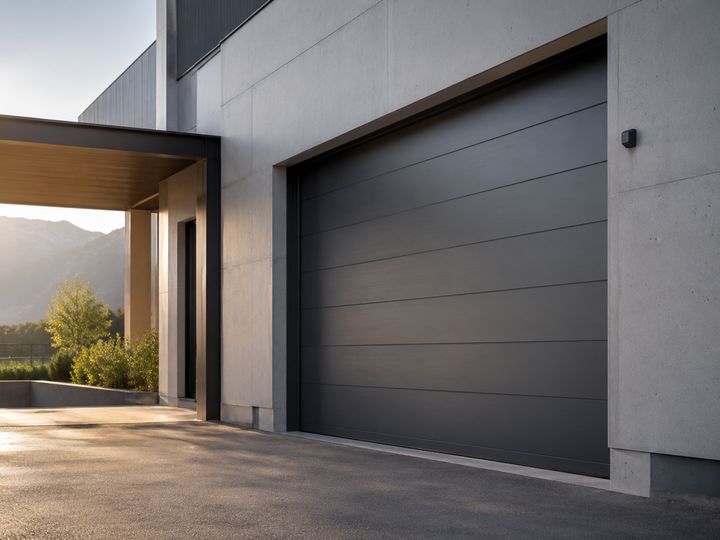 Illustration d’une porte de garage sectionnelle dont les ouvertures sont enregistrées à distance